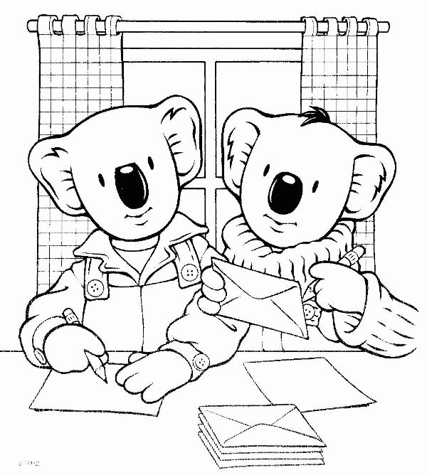 Koala Przy Gotowaniu Listów - Kolorowanka do Druku dla Dzieci kolorowanka do druku